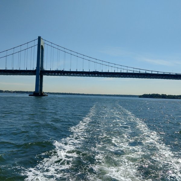 Cruising under the Throggs Neck Bridge-the start of the East River